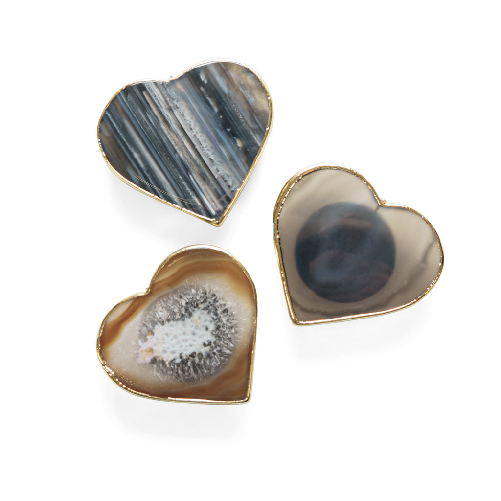 Agate Heart Phone Grip, Natural and Gold Trim