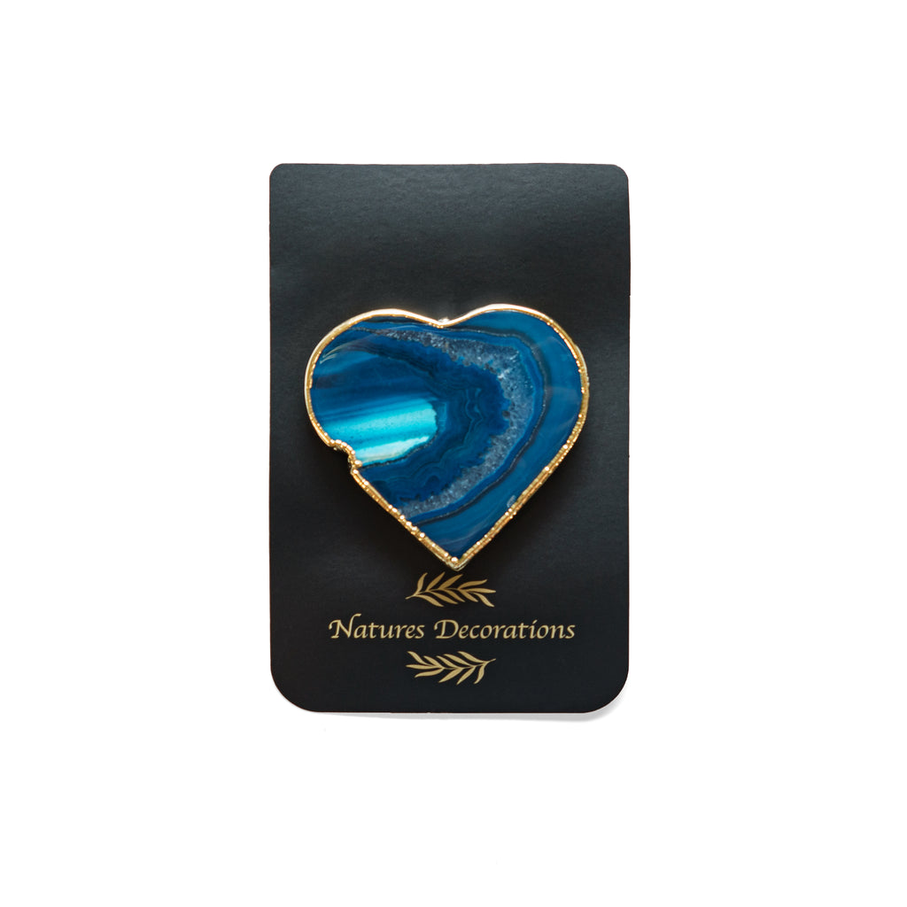 Agate Heart Phone Grip, Natural and Gold Trim