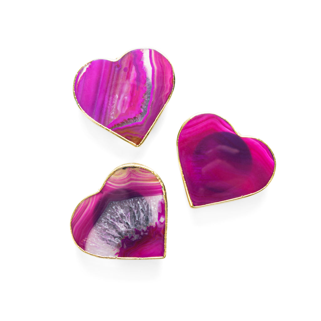 Agate Heart Phone Grip, Natural and Gold Trim