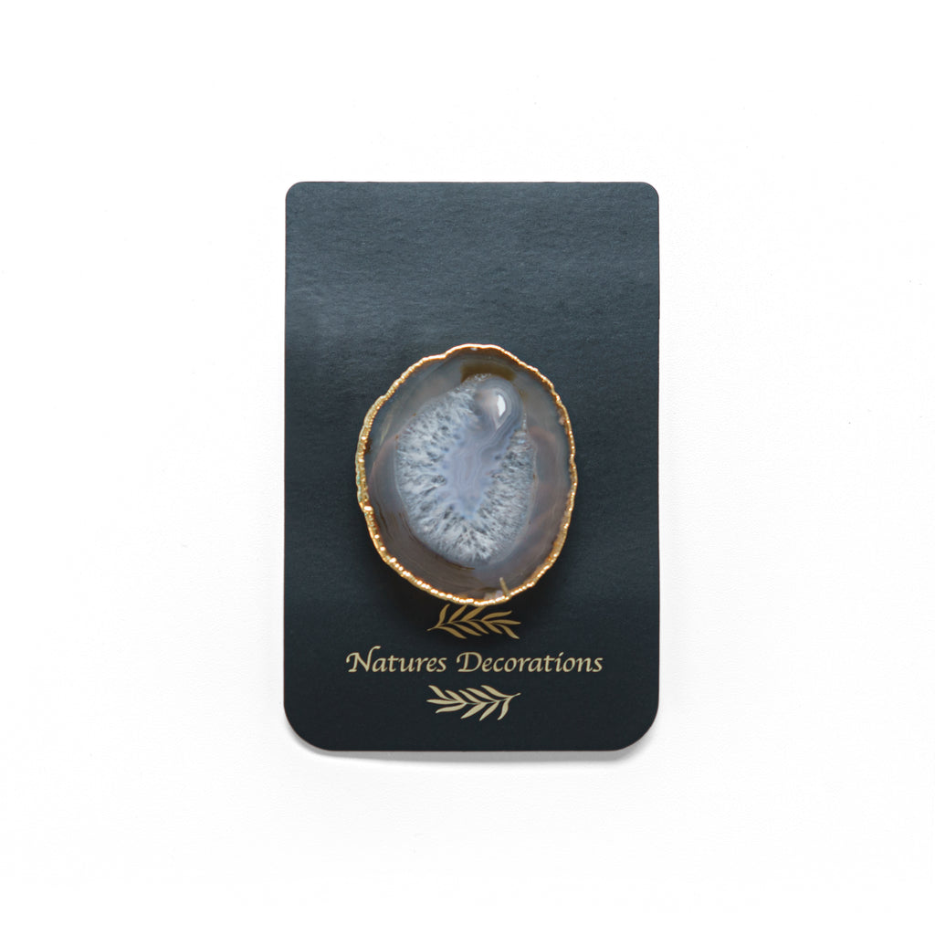 Agate Slice Phone Grip with Gold Trim