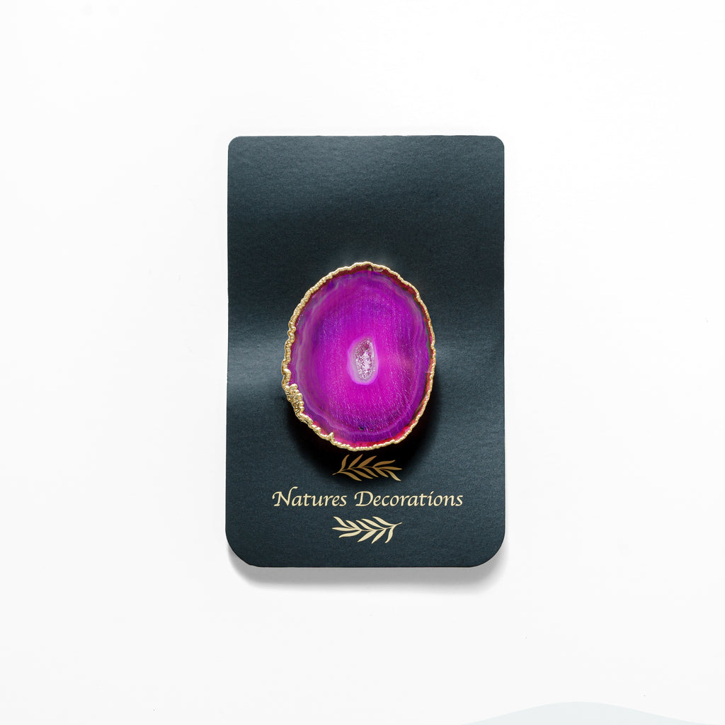 Agate Slice Phone Grip with Gold Trim