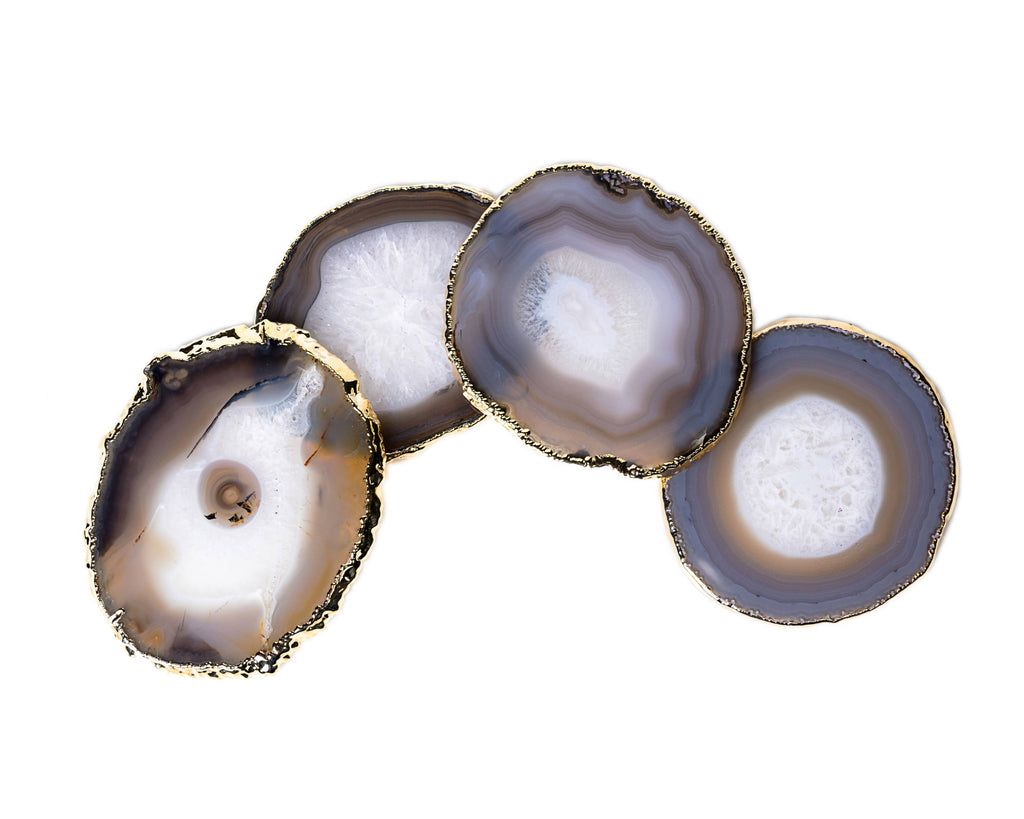 Agate Coasters with Gold Trim, Set of 4