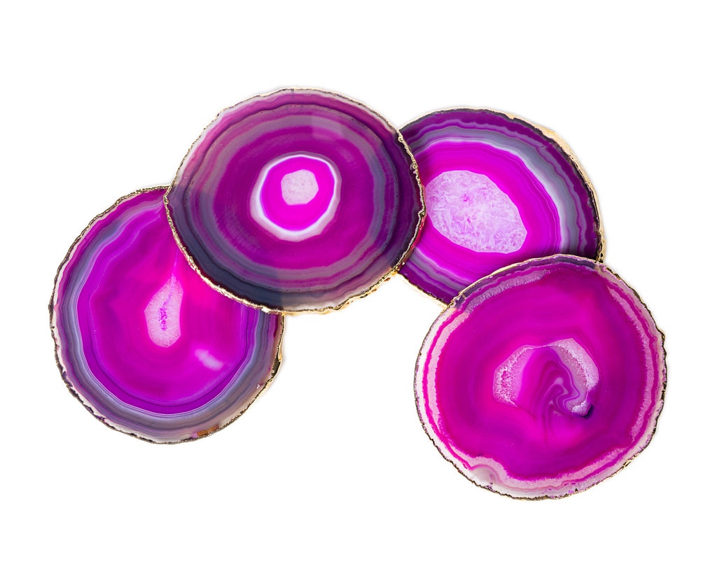 Agate Coasters with Gold Trim, Set of 4