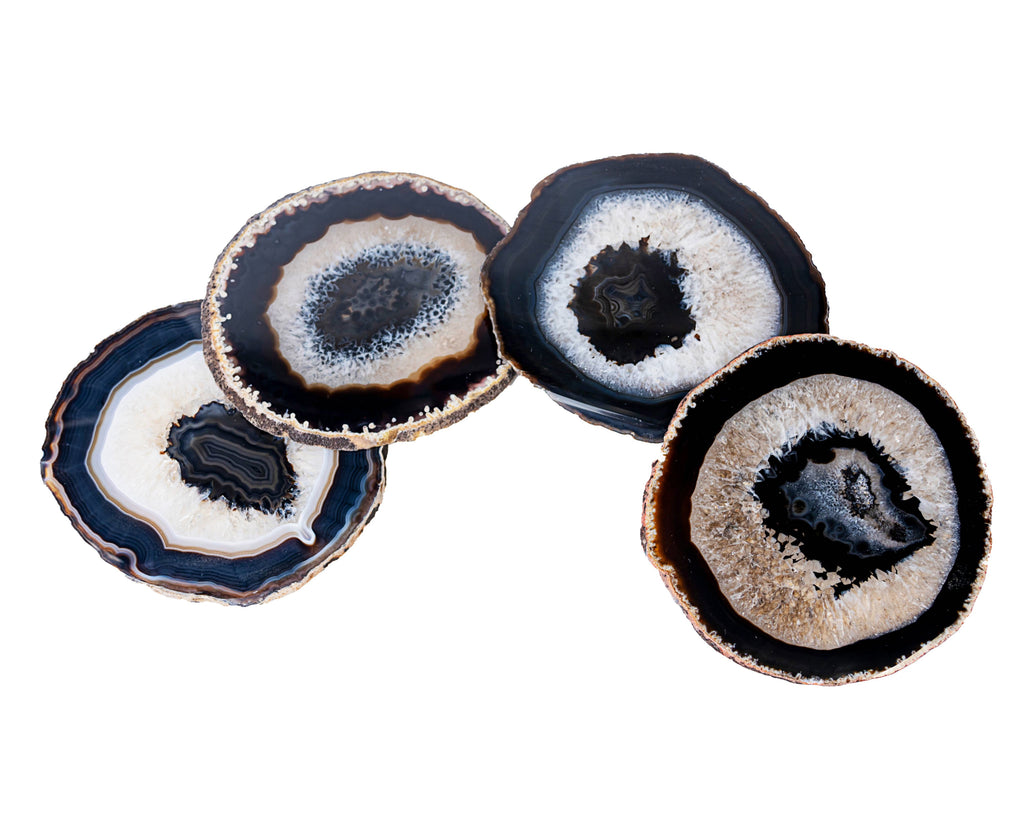 Agate Coasters with Natural Trim, Set of 4