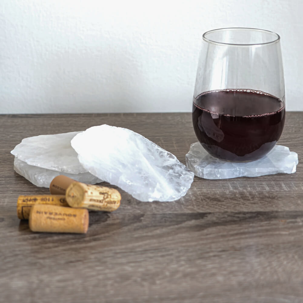 Quartz Coasters with Natural Trim, Set of 4
