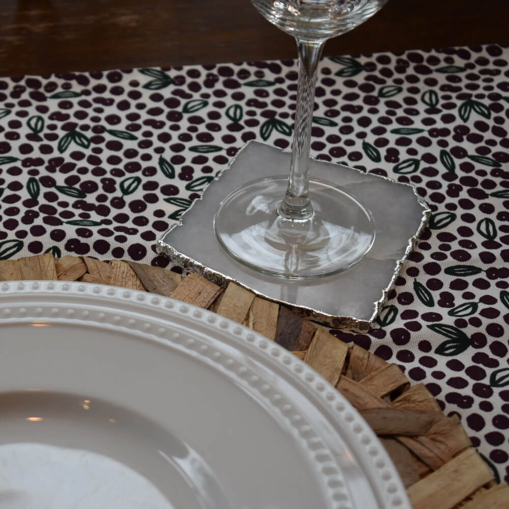 Square Coasters with Gold Trim, Set of 4