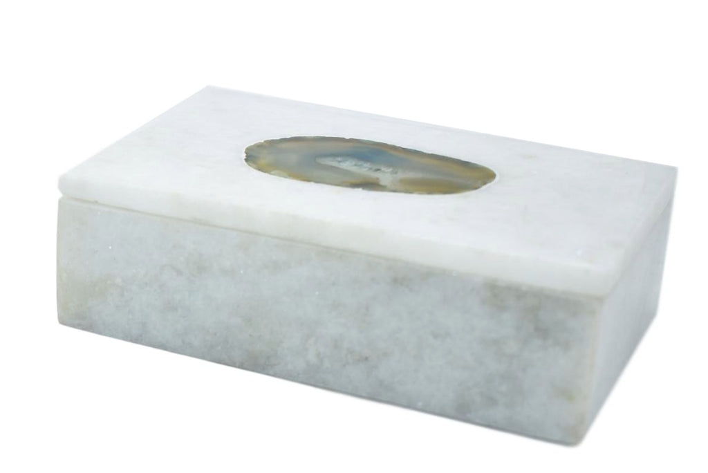 Marble Box with Agate Engraved
